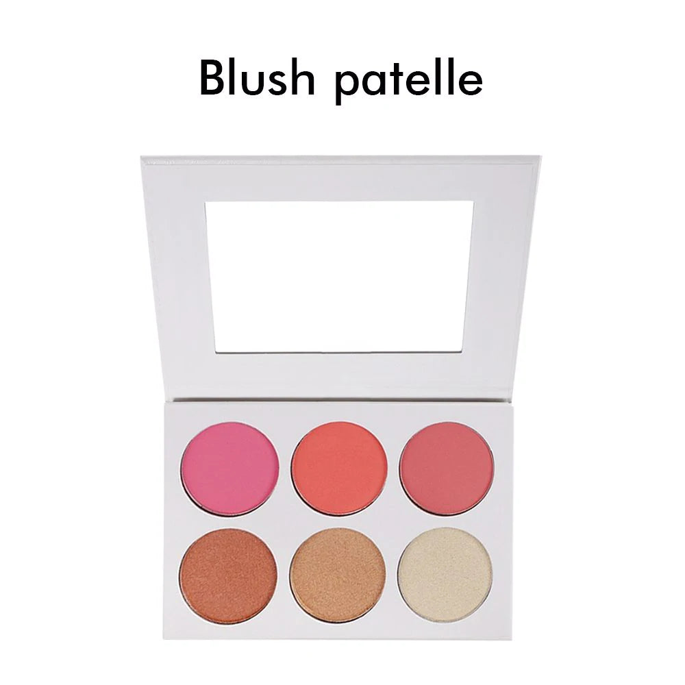 BEAUTIFUL BOSS 6 Color Highlight Blush White Palette Custom