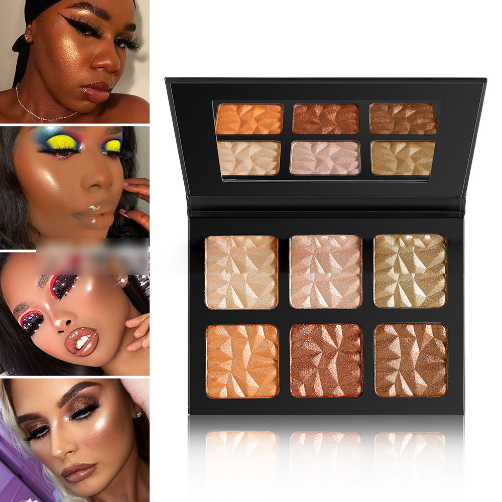 6 Colors Diamond Highlight and Contour Palette