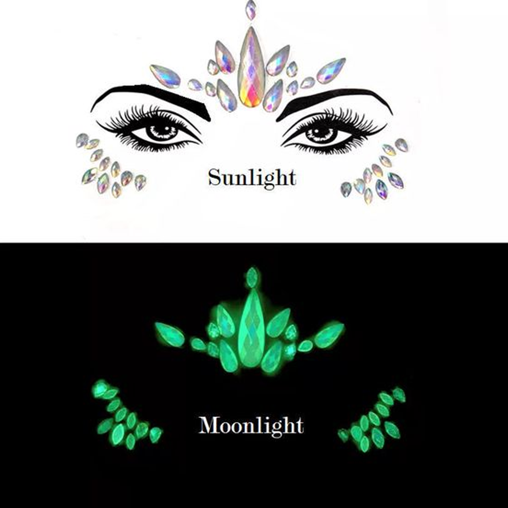 17 Kinds of Luminous Rhinestone Face Sticker.