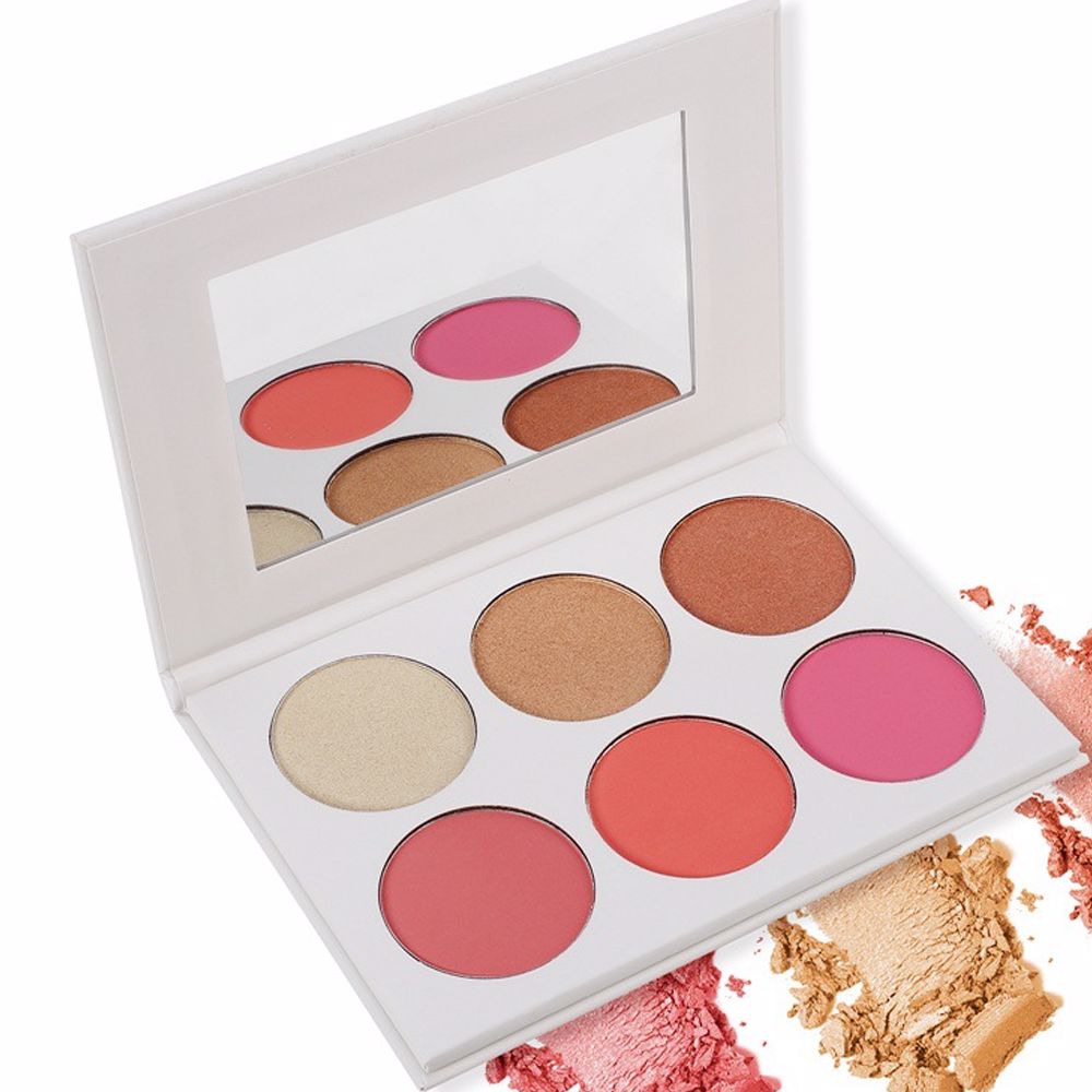 BEAUTIFUL BOSS 6 Color Highlight Blush White Palette Custom