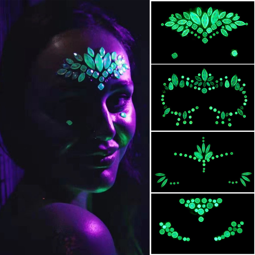 17 Kinds of Luminous Rhinestone Face Sticker.