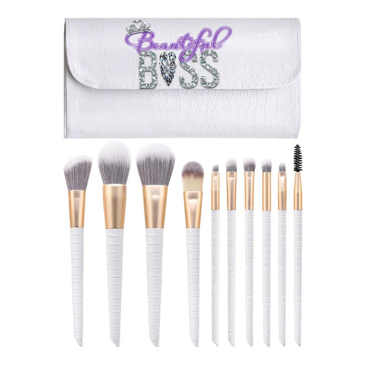 BEAUTIFUL BOSS 2 Colors Crocodile 10pcs Makeup Brush Set.