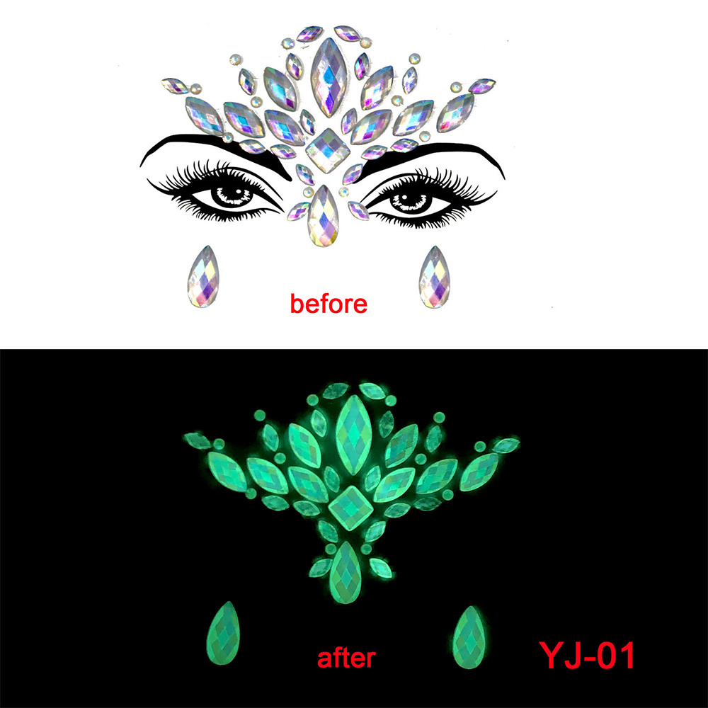 17 Kinds of Luminous Rhinestone Face Sticker.