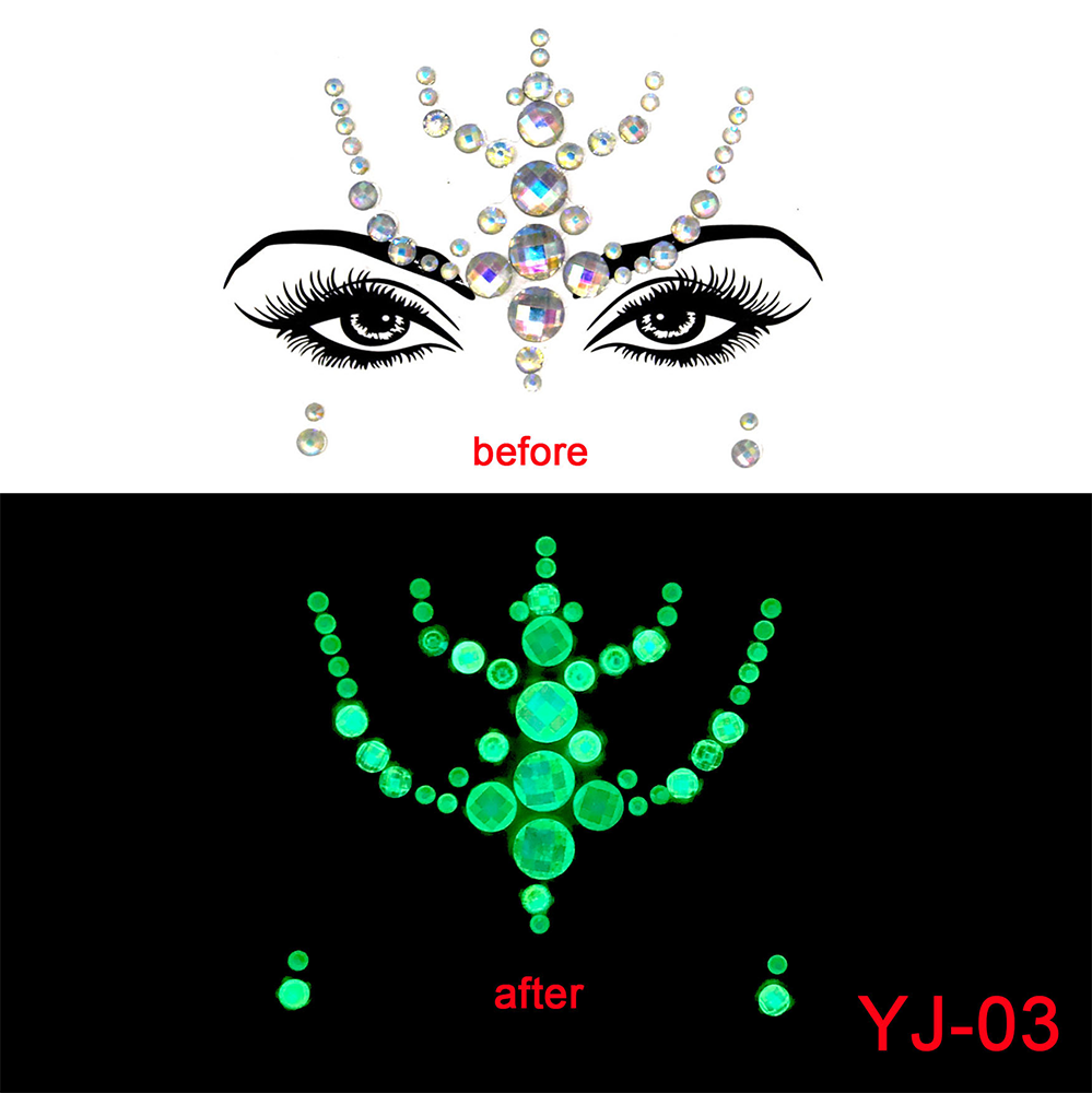 17 Kinds of Luminous Rhinestone Face Sticker.