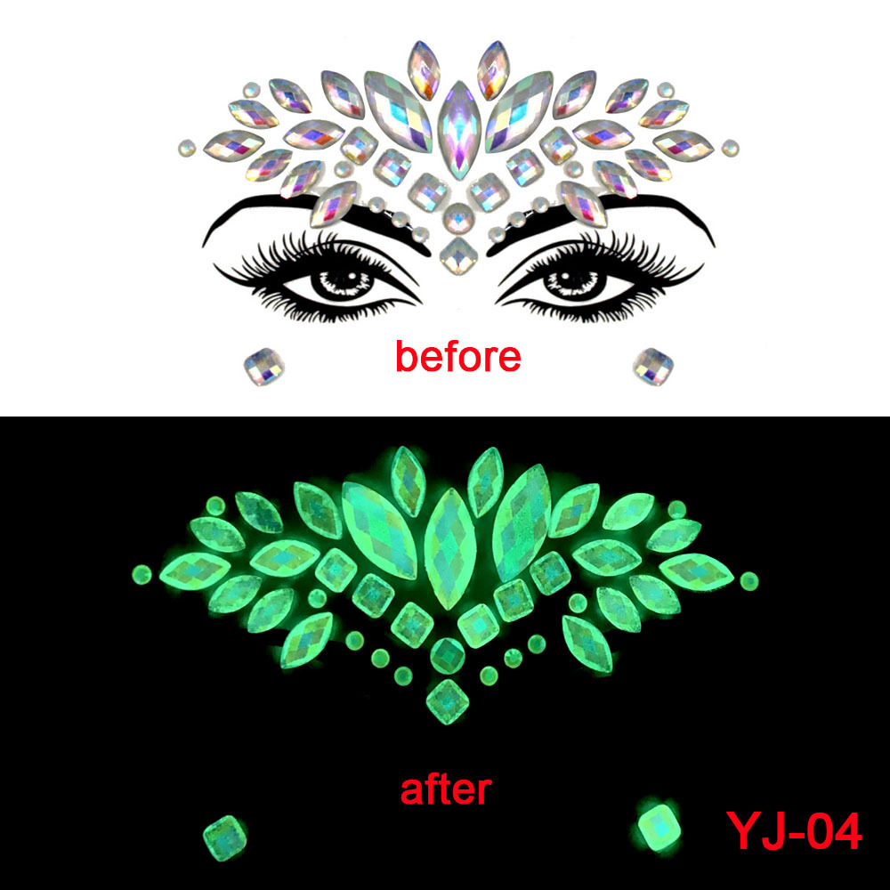 17 Kinds of Luminous Rhinestone Face Sticker.