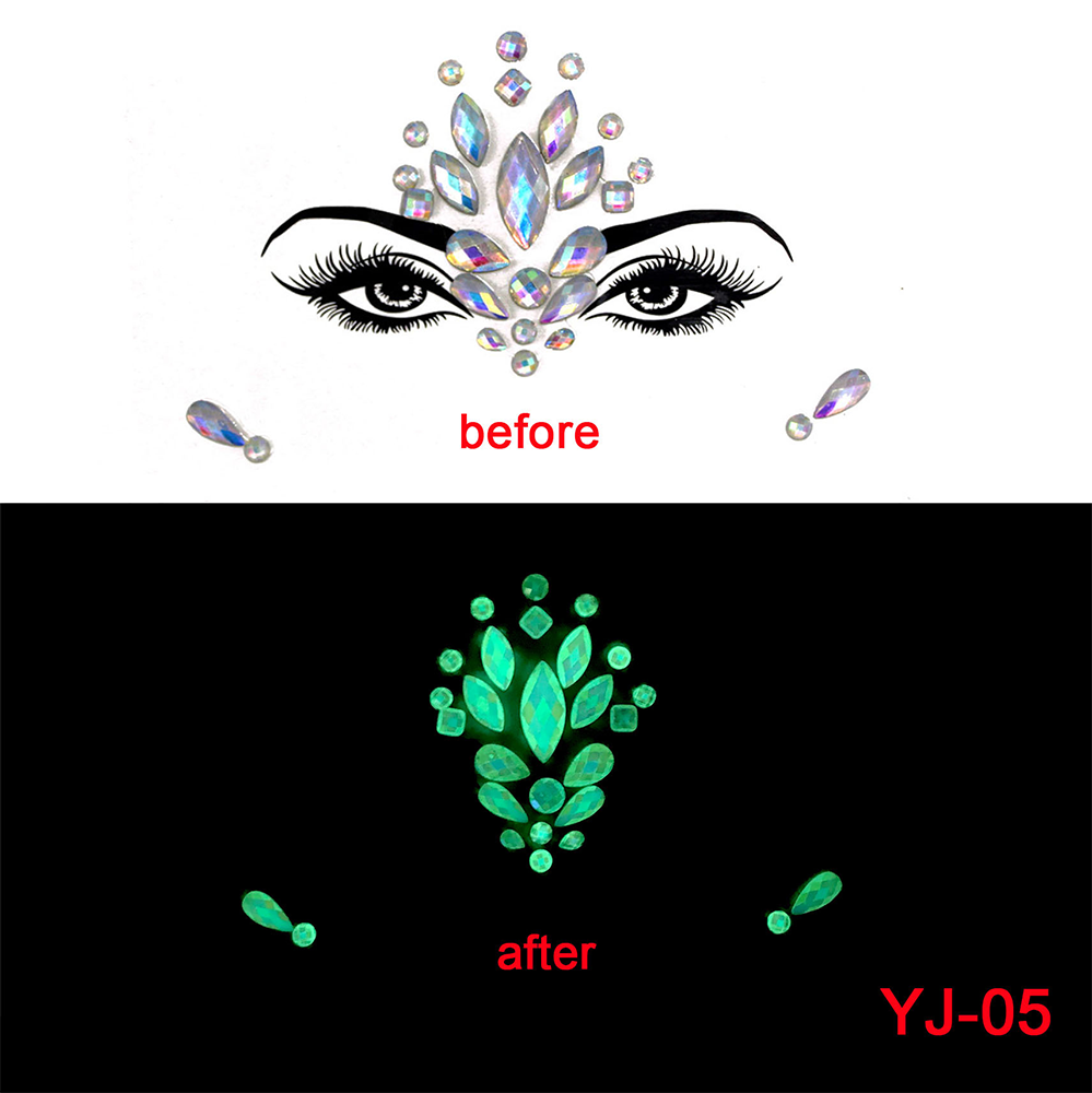 17 Kinds of Luminous Rhinestone Face Sticker.