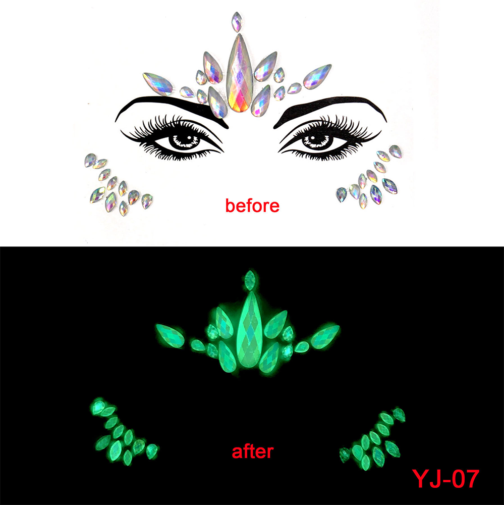 17 Kinds of Luminous Rhinestone Face Sticker.