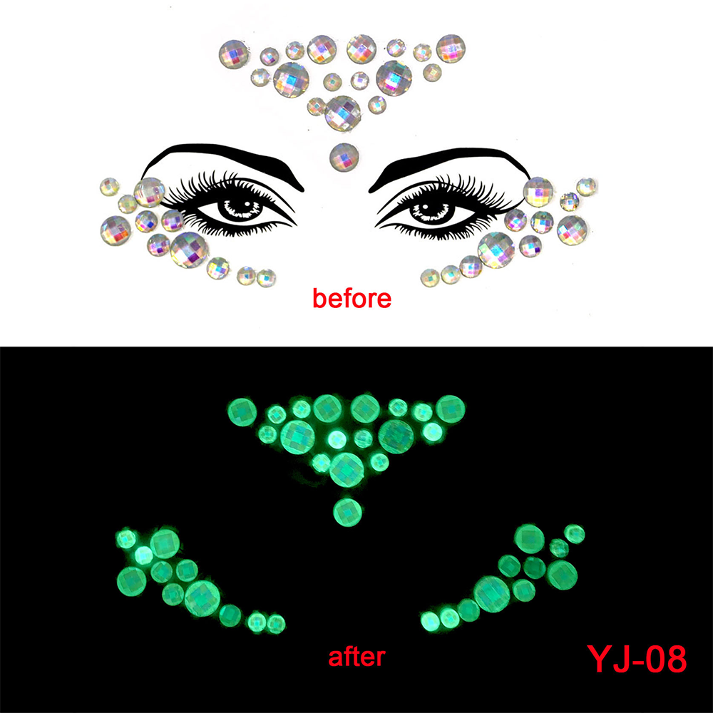 17 Kinds of Luminous Rhinestone Face Sticker.