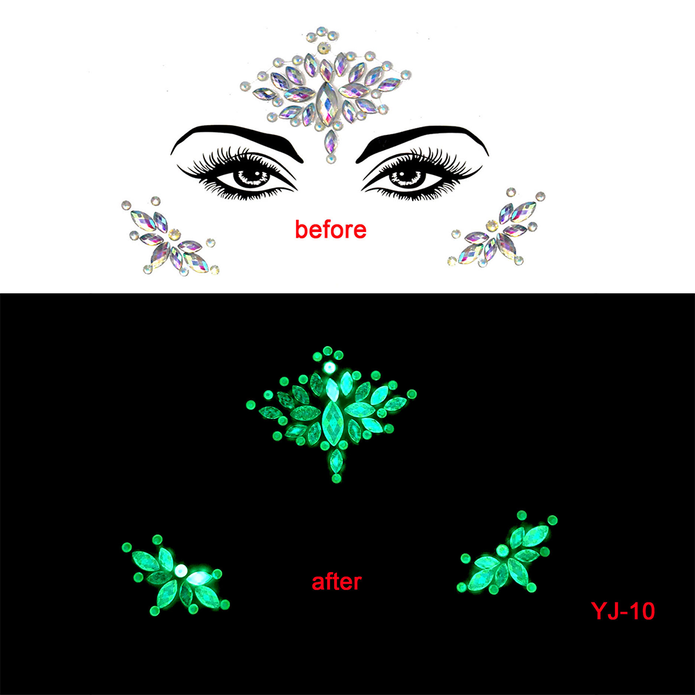 17 Kinds of Luminous Rhinestone Face Sticker.