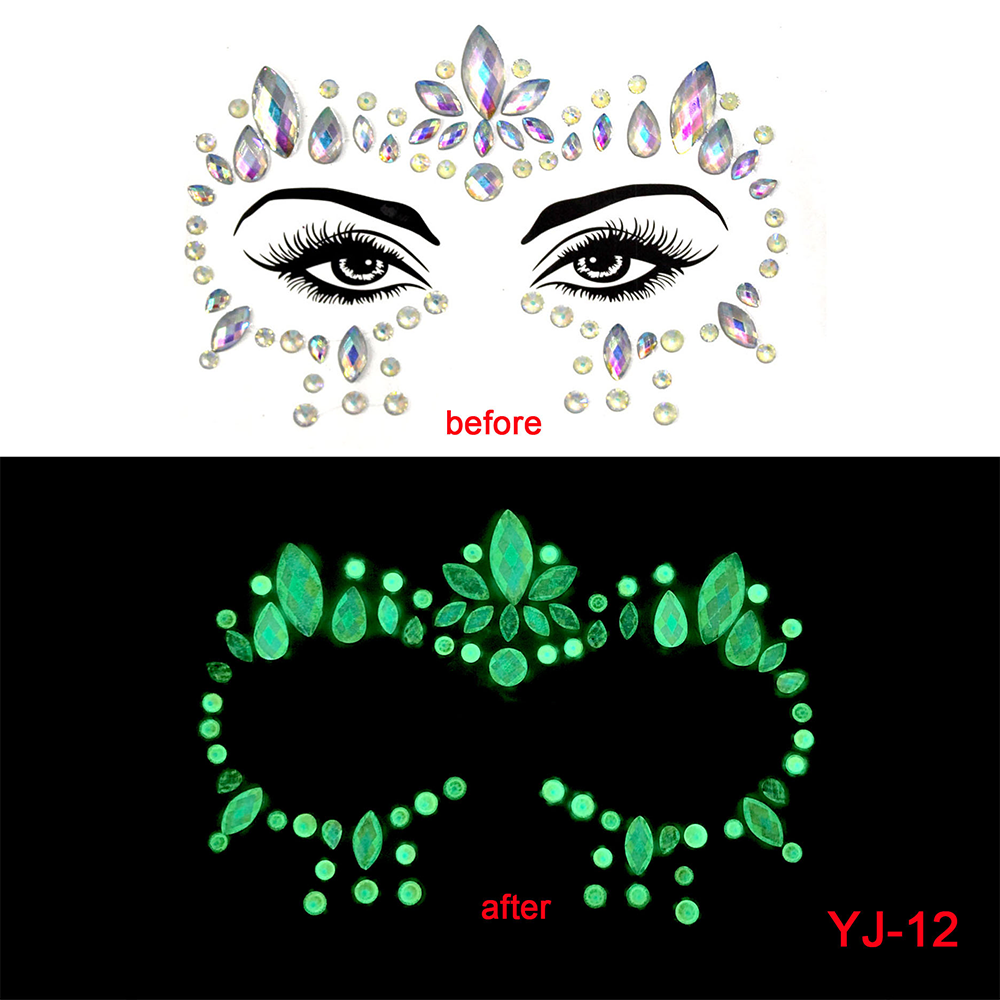 17 Kinds of Luminous Rhinestone Face Sticker.