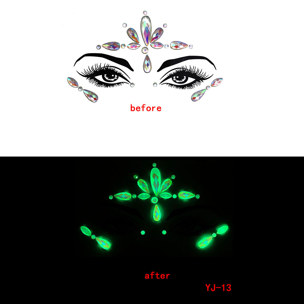 17 Kinds of Luminous Rhinestone Face Sticker.