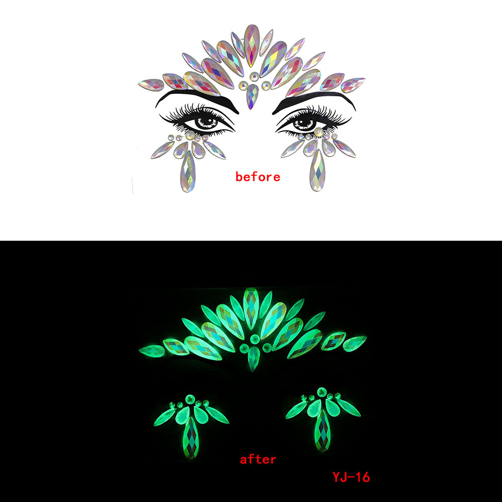 17 Kinds of Luminous Rhinestone Face Sticker.