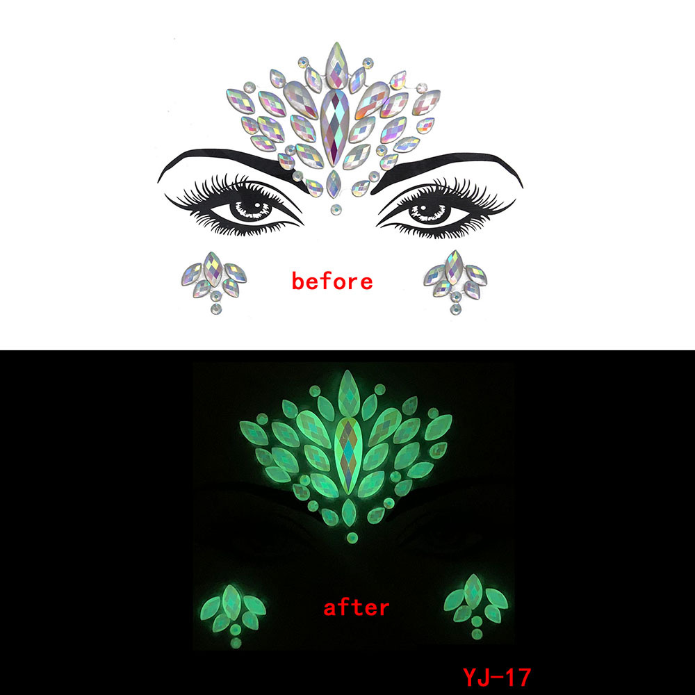 17 Kinds of Luminous Rhinestone Face Sticker.