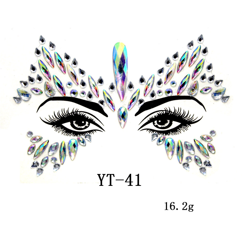 41 Kinds of Acrylic Diamond Stickers for Face.