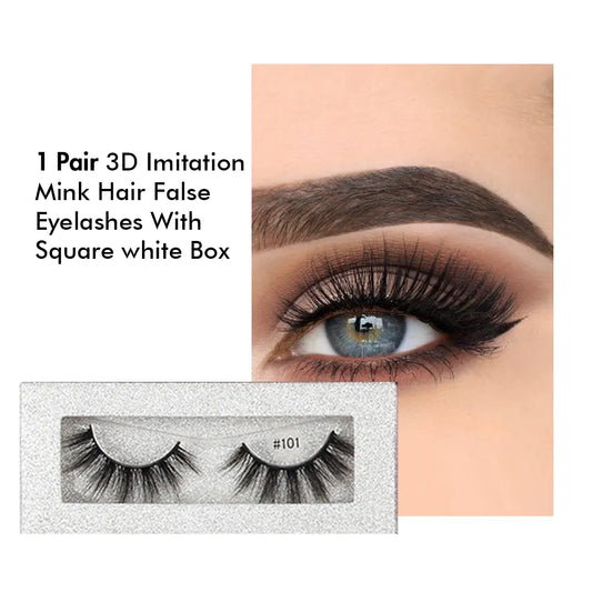 BEAUTIFUL BOSS 1 Pair 3d Imitation Mink Hair False Eyelashes with Square White Box