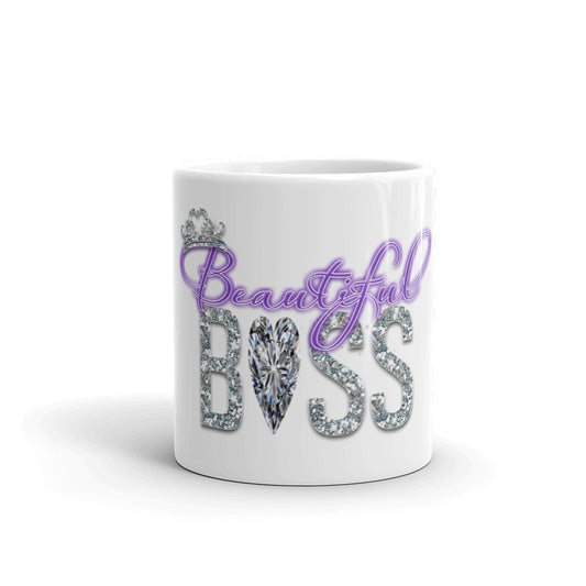 BEAUTIFUL BOSS White glossy mug