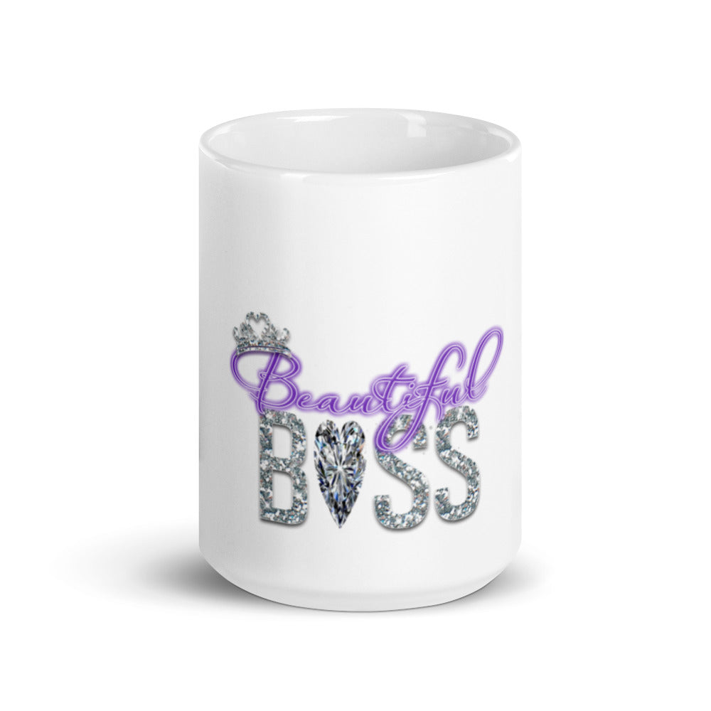 BEAUTIFUL BOSS White glossy mug